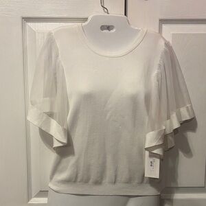 Elegant White Sheer Sleeve Top